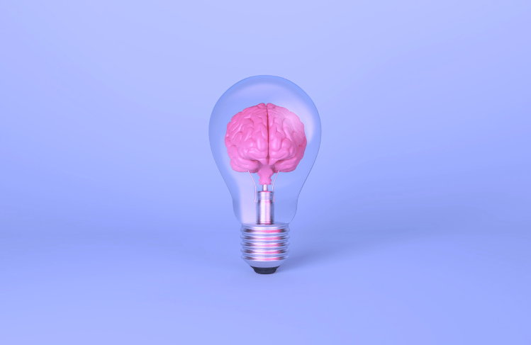 Lightbulb with a brain inside.